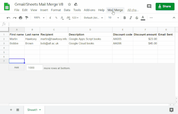 How to Send Bulk Emails with Gmail for Free (Using Google Mail Merge) mail merge